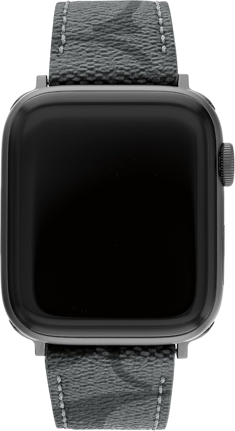 Coach 14700044 Women'S Leather Strap for Apple Watch, Black, 小