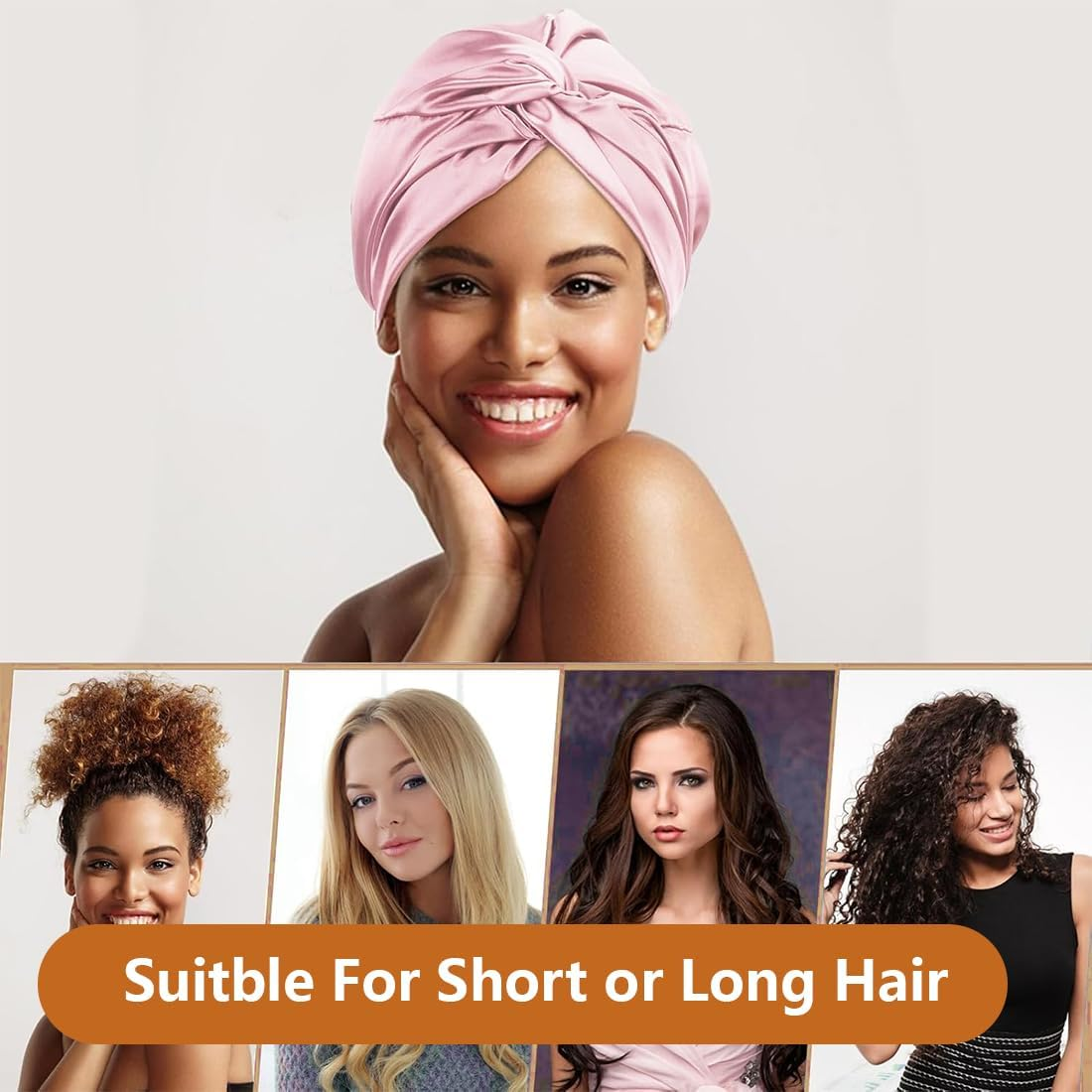 OIXEYA Silk Bonnet Sleep Cap for Sleeping for Healthy Hair Overnight, Maintains Curl Shape, Prevents Frizz & Hair Breakage, for Women with All Hair Types (Pink) image number 3