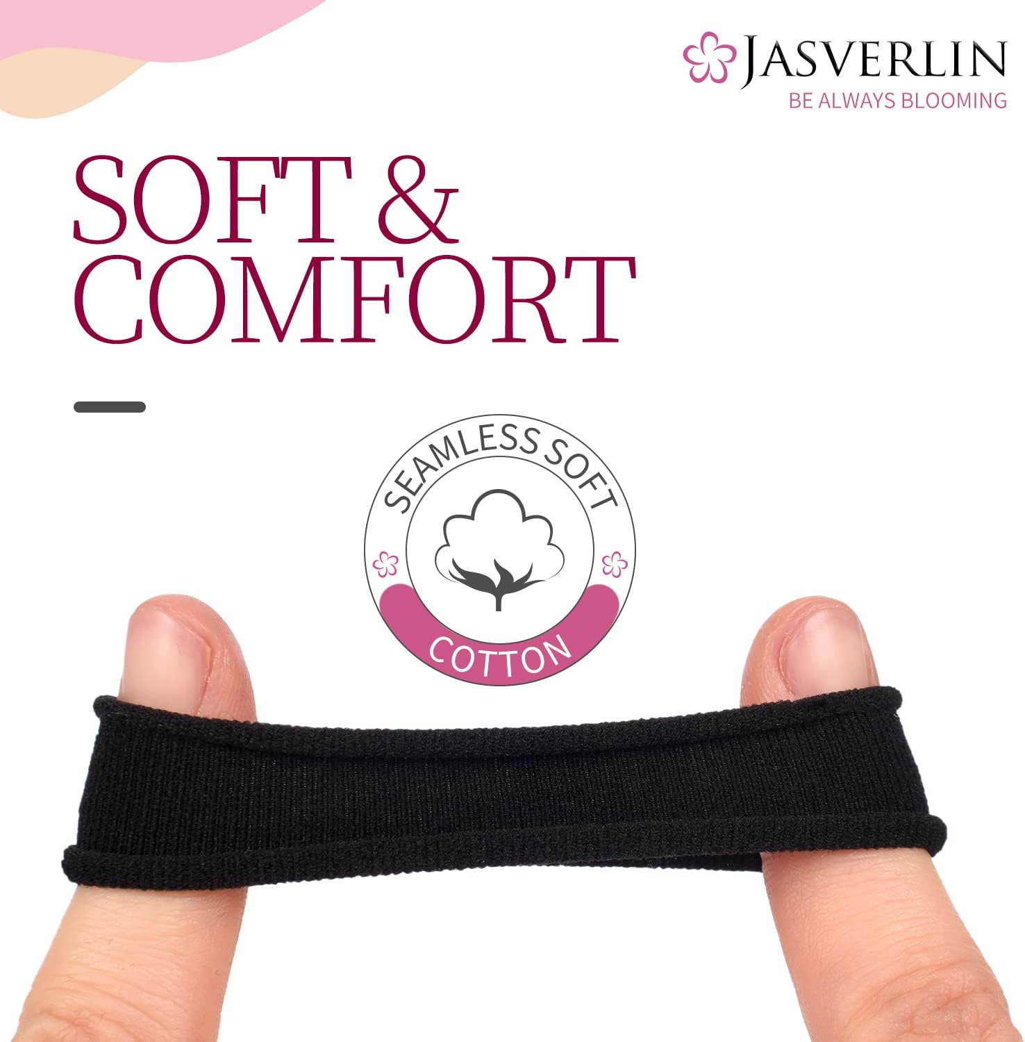 JASVERLIN 100 Pcs Dark Brown No Damage Hair Ties Cotton Ponytails Holders Seamless Soft Thick Hair Bands, Accessories for Women Girl 1 1/2 Inch (Dark Neutral) image number 6