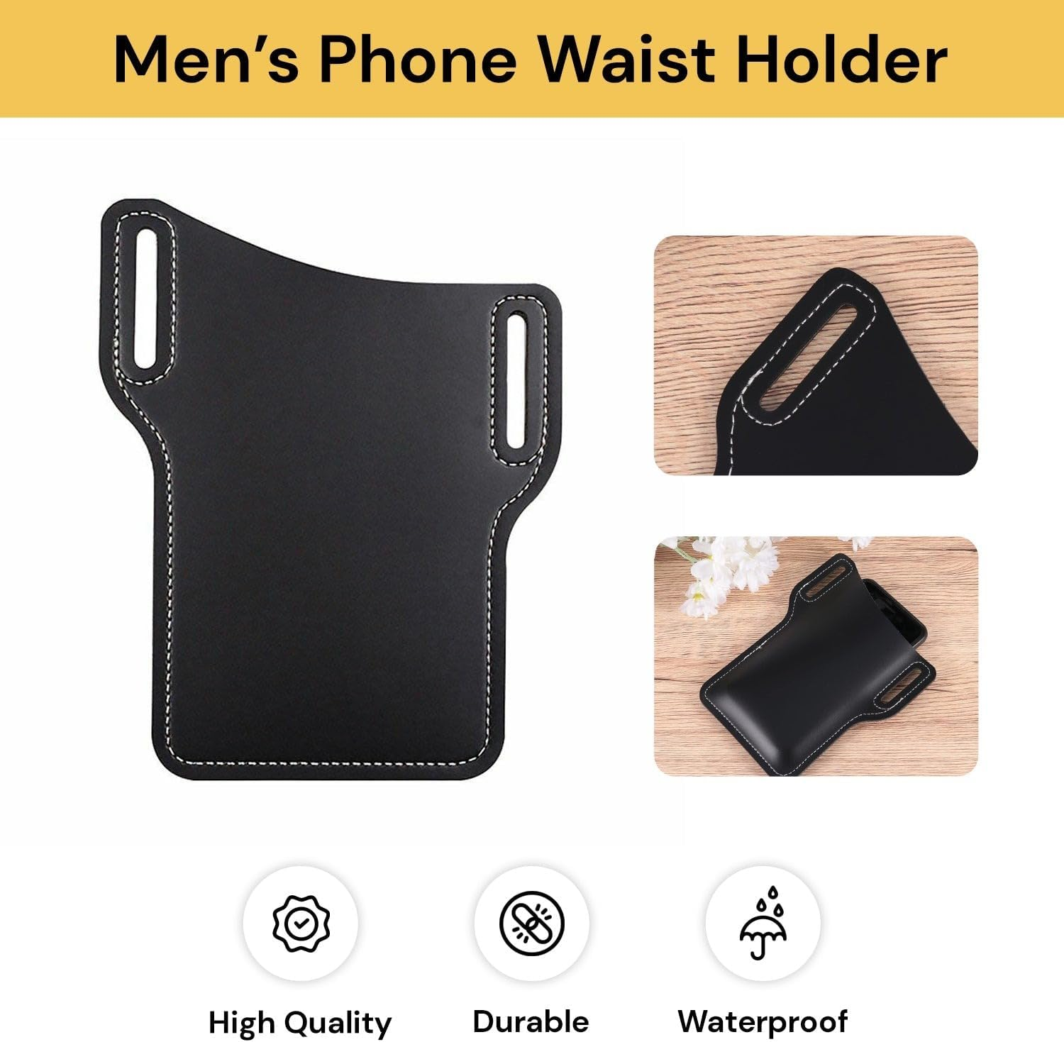 Men Outdoor Belt Waist Bag Leather Case Pouch Cell Phone Card Holder Cover Phone Storage Pouch image number 1