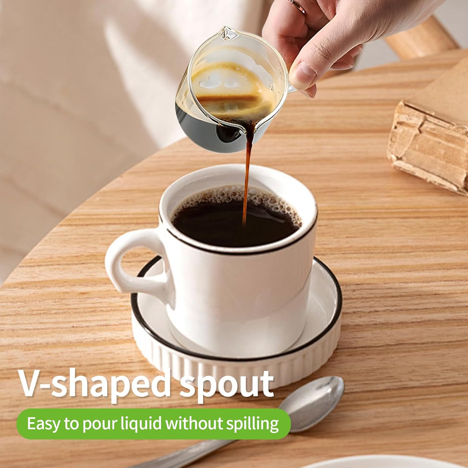 Espresso Cups Set of 2，120Ml Double Spouts Coffee Cups, Coffee Bar Accessories, Espresso Shot Glass with Handle, Perfect for Latte, Milk, Milk Froth, and Cappuccino