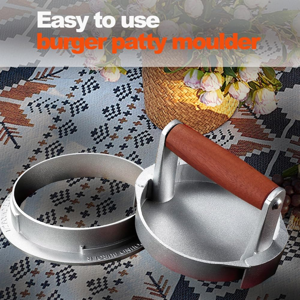 Hamburger Press, Smash Burger Press Flat, Burger Smasher for Griddle, Non-Stick Hamburger Patty Maker Mold, Robust and Easy to Clean, for Smash Burgers and Steaks Griddle BBQ