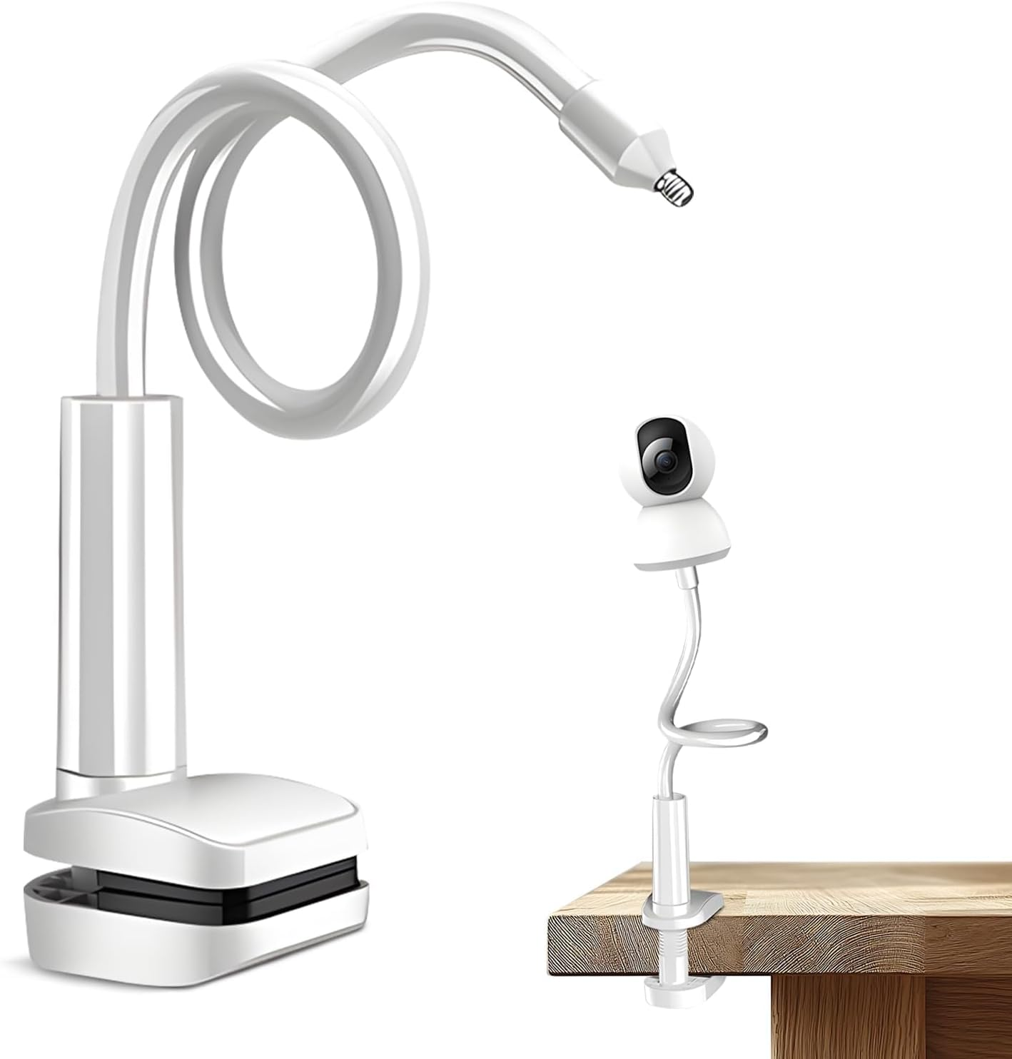 Eymann Universal Baby Monitor Mount - No Drilling Required, Compatible with Arlo, Motorola, Hello Baby & Most Monitor Cameras with 1/4 Screw, Adjustable Gooseneck, Tabletop Mount image number 1