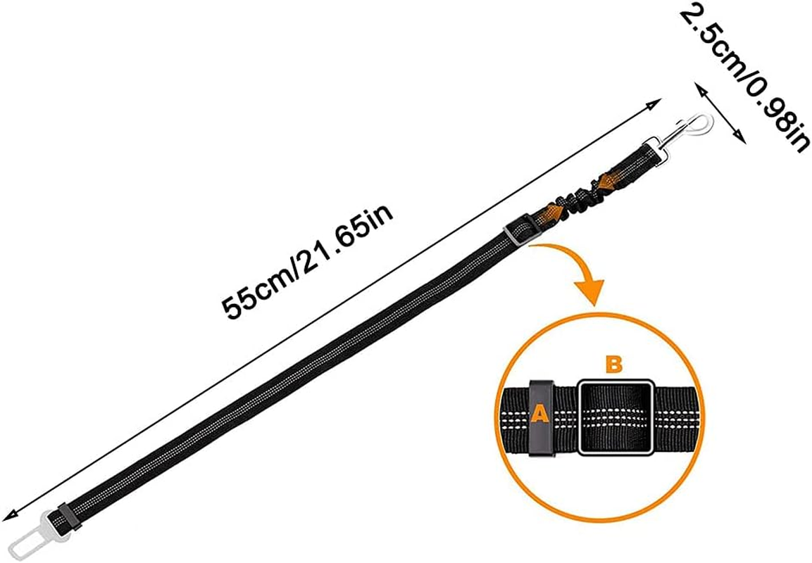 Adjustable Durable Seat Belt, 2 Pieces Pet Car Seat Belt, Adjustable Pet Seat Belt, Harness Dog Car Seat Belt, Adjustable Dog Seat Belt, for Small Medium Large Dogs Car Safety, Black image number 2