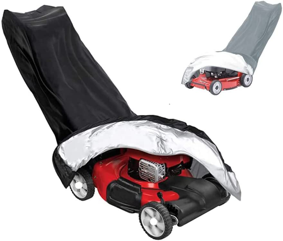 NEAGLORY Outdoors Lawn Mower Cover, Heavy Duty 210D Oxford Waterproof, UV Protection Push Mower Cover, Universal Fit with Drawstring & Storage Bag, Black image number 2