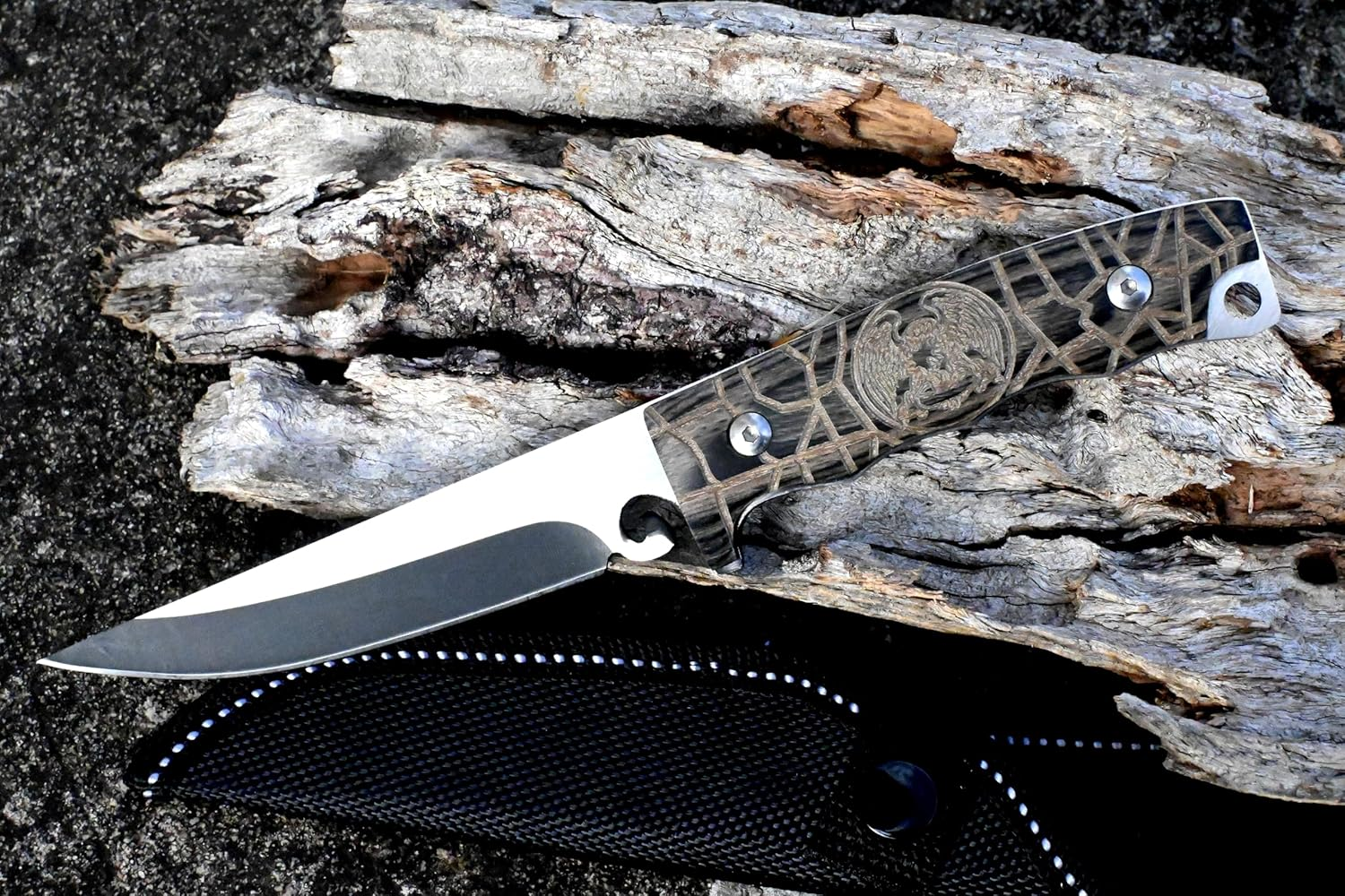 Skinning Knife - D2 Steel Fixed Blade Knife with Sheath - Outdoor Full Tang Knife - Camping Knife - Camp Knife