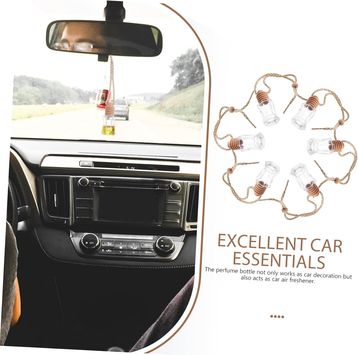 LIFKOME 6Pcs Aromatherapy Essential Oil Pendant Car Hanging Diffuser Bottles Empty Perfume Bottles Glass for Car Air Freshener image number 4