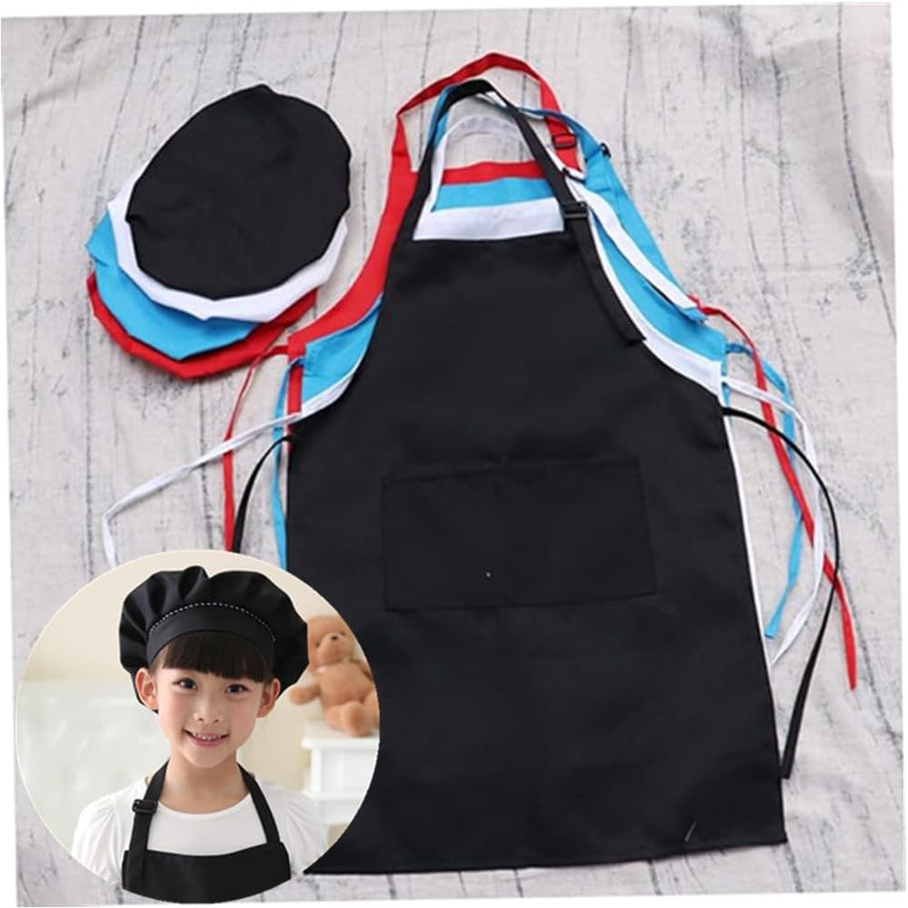 Chef Aprons, Black Apron for Men Women，Granmagazz Apron with Pockets, Kids Apron Children'S Chef Apron for Cooking Baking Painting (S) image number 3