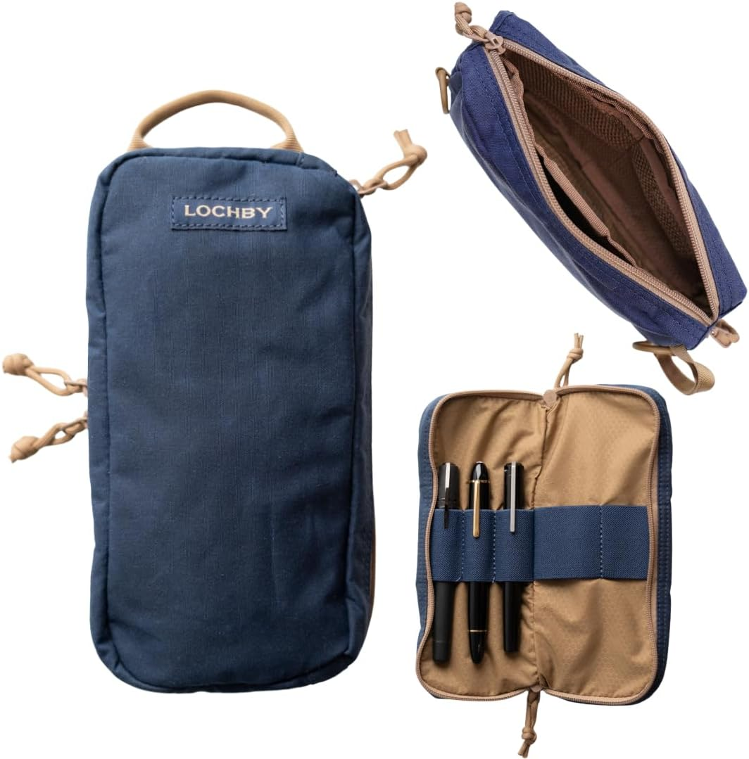 LOCHBY Venture Pouch | Multipurpose Tactical Mini Tool Bag | Durable Water Resistant Waxed Canvas | Dual-Sided Zipper Pouch | for Motorcycle, Bike, EDC, Pen, Pencil, Art, Tech & Travel