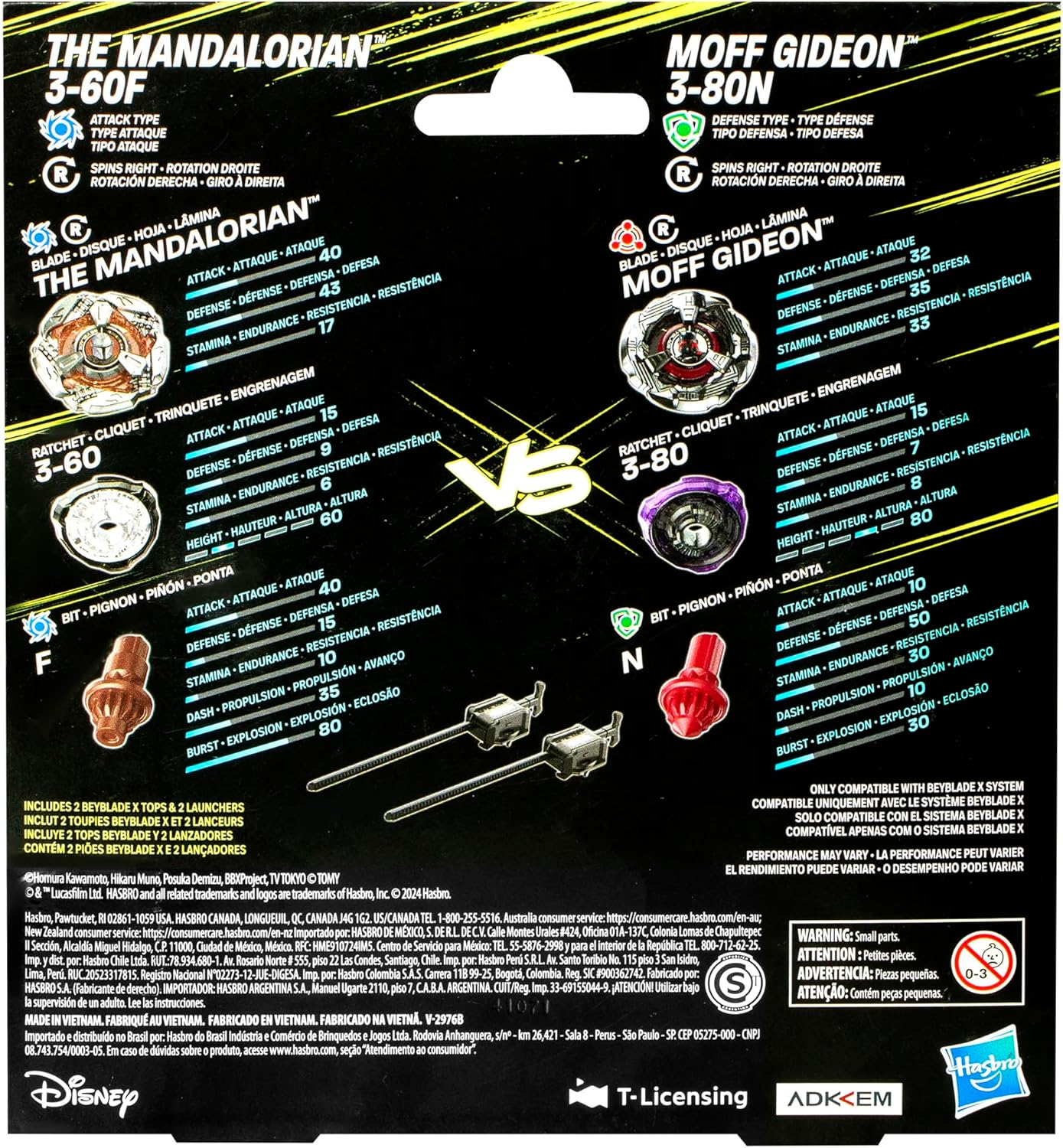 Hasbro Beyblade X and Star Wars Collab the Mandalorian 3-60F Vs. Moff Gideon 3-80N Multipack Set image number 3