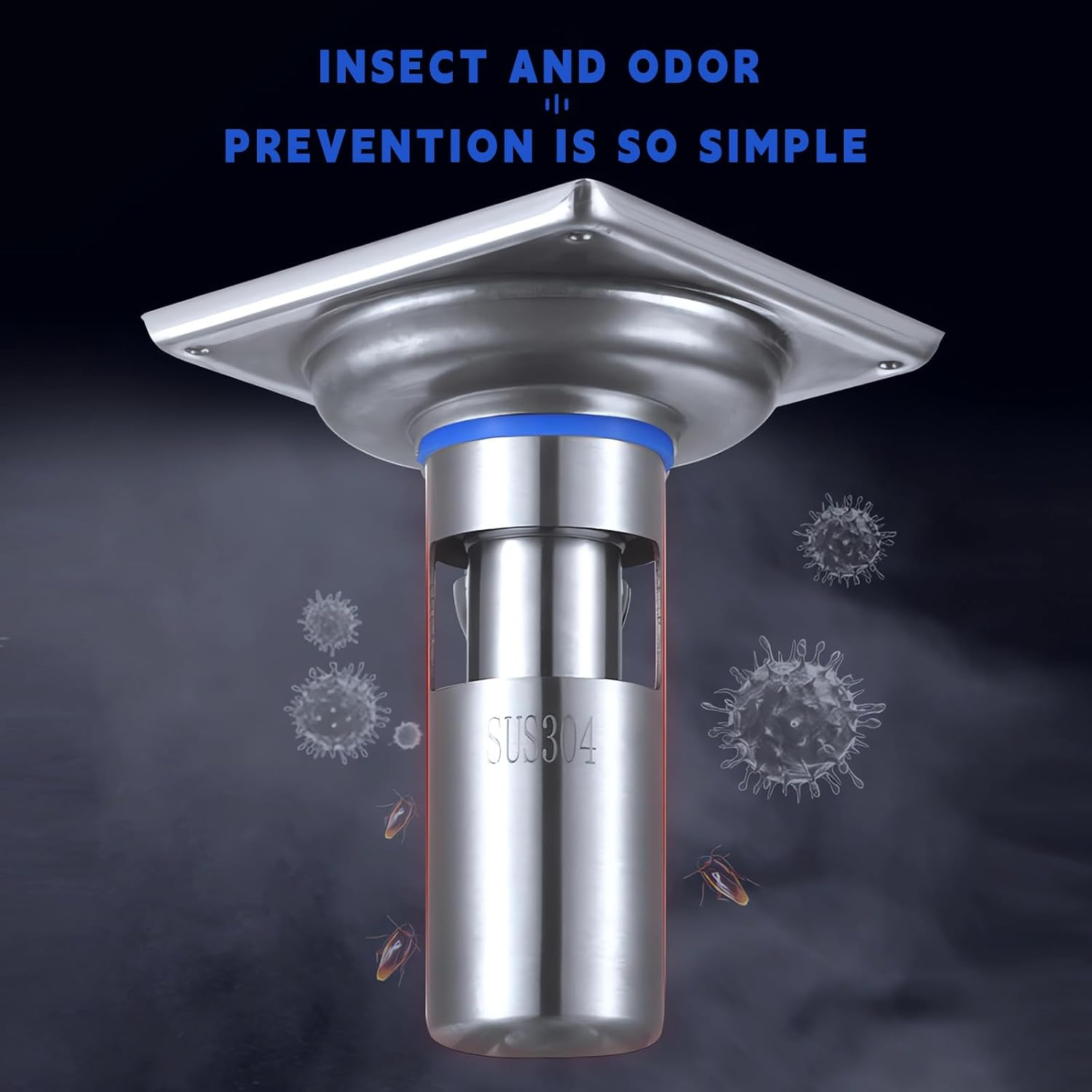 Qruilantu Odor Proof Floor Drain，Shower Floor Drain Backflow Preventer，304Stainless Steel Drain Filter，Prevent Backflow, Prevent Anti-Odor Dispersion in Bathroom and Kitchen(Depth 3.3'') image number 6