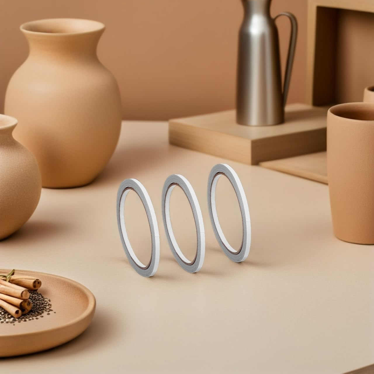 Mobestech 5Pcs 5Mm Wide Double-Sided Adhesive Tape White 12M Length Hot Melt Adhesive for Photography image number 1