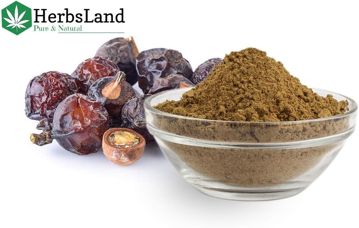 Herbsland&reg; Pure Bio Organic Reetha/Areetha/Ritha/Soapnuts Powder (Sapindus Mukorossi) for Skin and Hair Care | Scalp Treatment | Hair Growth | Natural Hair Shampoo (100 Gm)