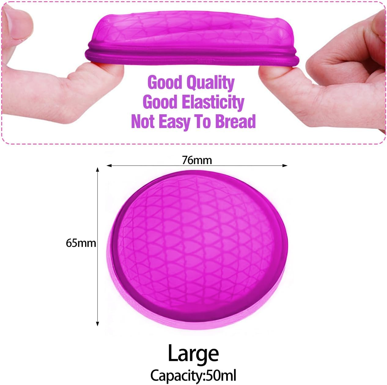 Menstrual Cups,Thin Fit Menstrual Disc,Large Capacity Menstrual Cup Wear for 12 Hours,Period Disc with Medical Grade Silicone,Reusable Menstrual Flow Cup for Women Periods,Purple(L) image number 5