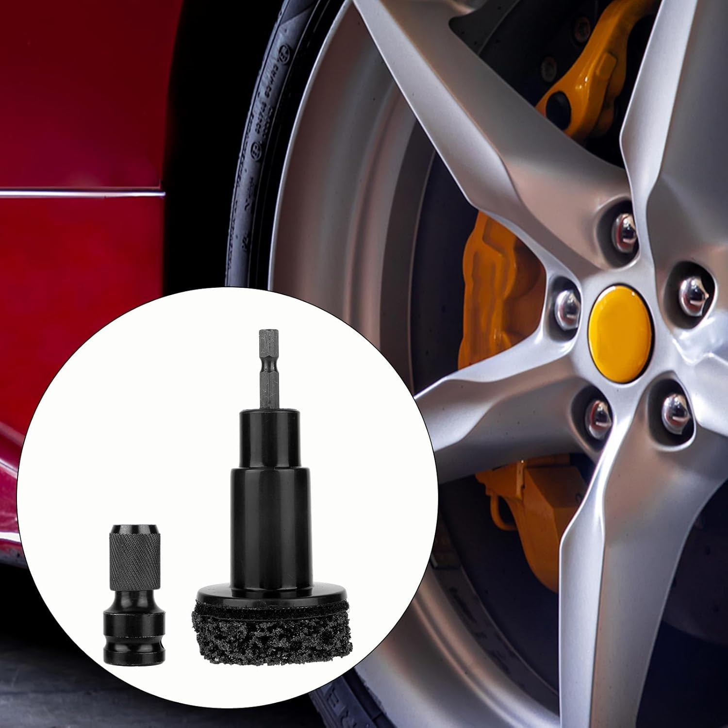 Wheel Hub Cleaning Kit, Hub Resurfacing Tool Brake Wheel Stud Cleaner for Lug Studs and Rotors Automotive Maintenance Grinding Kit Compatible with 1/2" Impact Wrenches and Power Drills image number 2