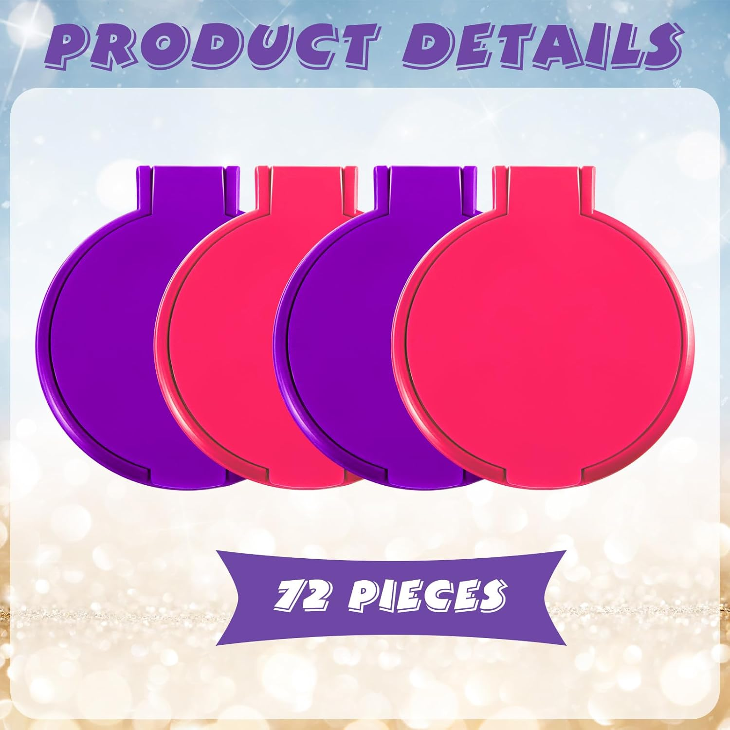 Yalikop 72 Pcs Compact Mirror Bulk Portable round Makeup Mirror Mini Foldable for Purse Women Travel Daily Use Mother&lsquo;S Day Gifts (Purple,Pink) image number 3