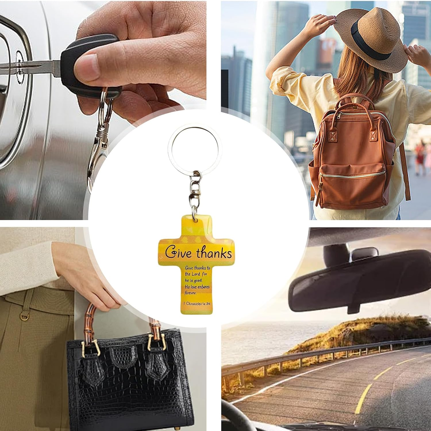 Religious Purse Pendant Wooden Jesus Pendant Bible Verse Inspirational Pocket Pendant for Women Men Prayer Baptism Birthday Easter Christmas Thank You image number 2