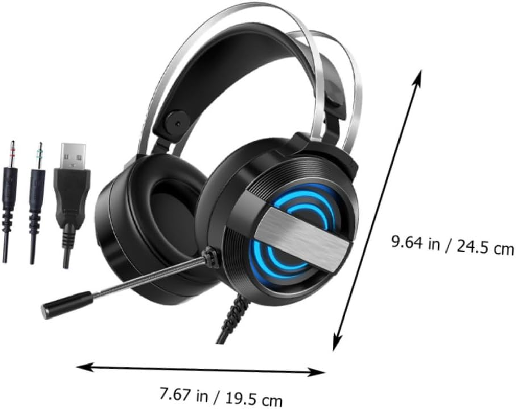 Operitacx Comfortable Wired Gaming Headset with Noise Reduction Mic Stylish Luminous Design Surround Sound Effects Breathable Earmuffs for Gamers and Home Use image number 4