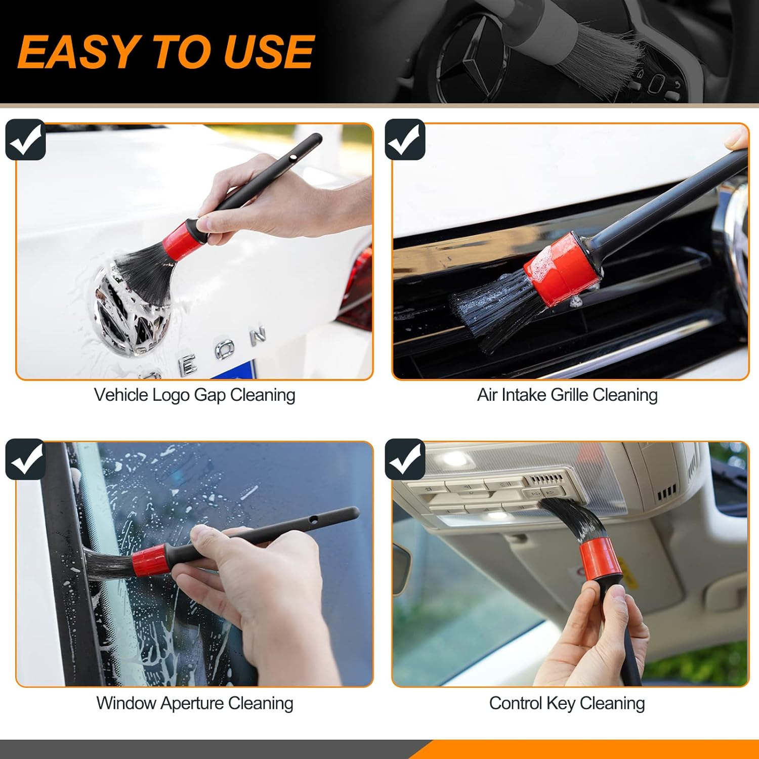 10Pcs Car Detail Brush Set, Auto Detailing Brushes Car Detailing Brushes Exterior Interior Vehicle Cleaning Brushes for Cars Automotive Interior, Exterior, Air Vents, Dashboard image number 3