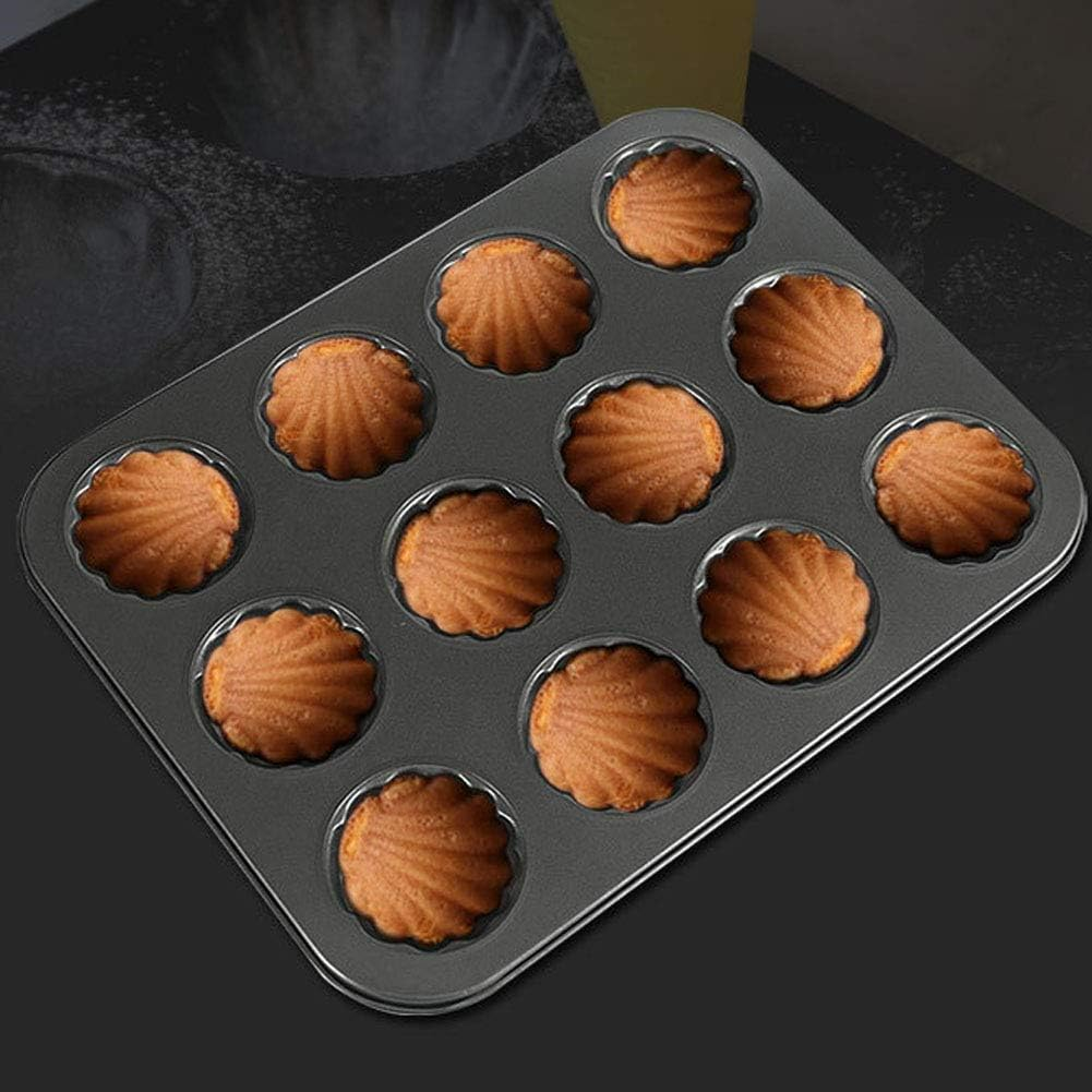 Mold Cake Pan for Madeleine, ZEENEEK 12-Cavity Non-Stick Spherical Shell Madeline Bakeware for Oven Baking - 2 Pack image number 4