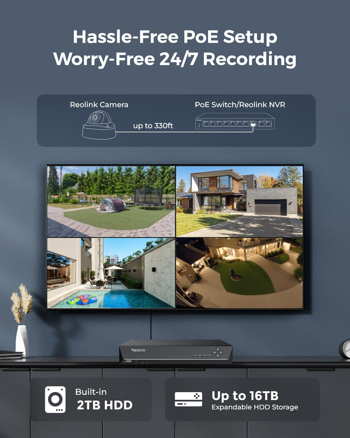 Reolink 12MP 8CH Poe Security Camera System with IK10 Vandalproof, 4Pcs Dome Poe Cams Outdoor, Spotlights Color Night Vision, Built-In 2TB HDD, Smart AI Detection, Two-Way Talk, RLK8-1200V4 image number 4