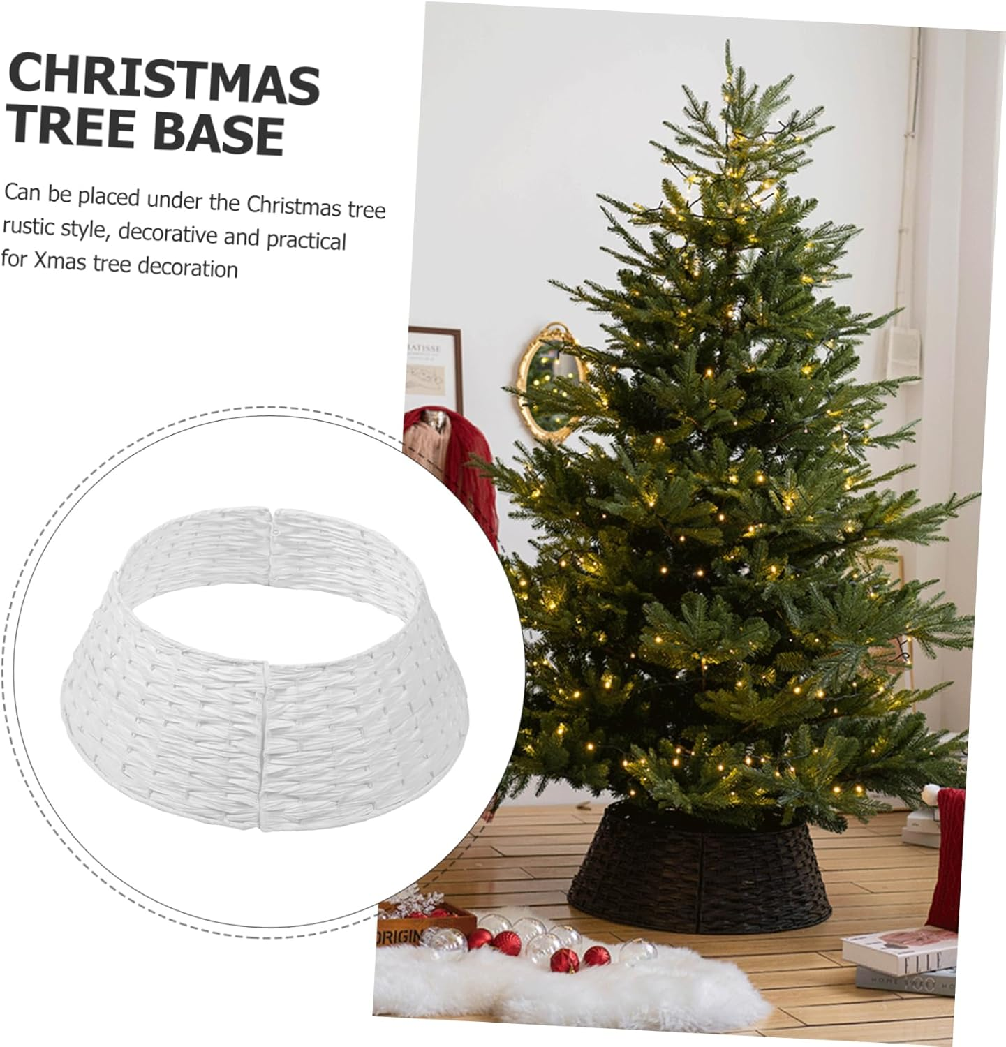 Xmas Tree Collar Woven Christmas Tree Skirt Christmas Tree Base Christmas Tree Skirt Decor Minichristmas Tree