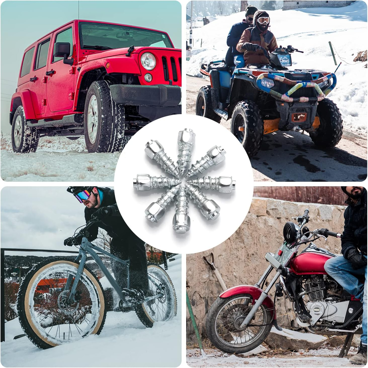 PEUTIER 200Pcs Screw in Tire Studs, 4X12 Mm Wheel Tyre Studs for Winter Snow Tire Spikes ATV Tire Studs with Installation Tool for Car Truck Motorcycle Bicycle Boot ATV SUV Auto Accessories image number 4