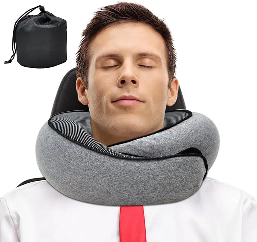 Travel Pillows for Airplanes, 2026 New Travel Pillow, Travel Neck Pillow Airplane Memory Foam, Adjustable Snail Style Neck Support Suitable for Airplanes, Offices, Cars & Traveling image number 1