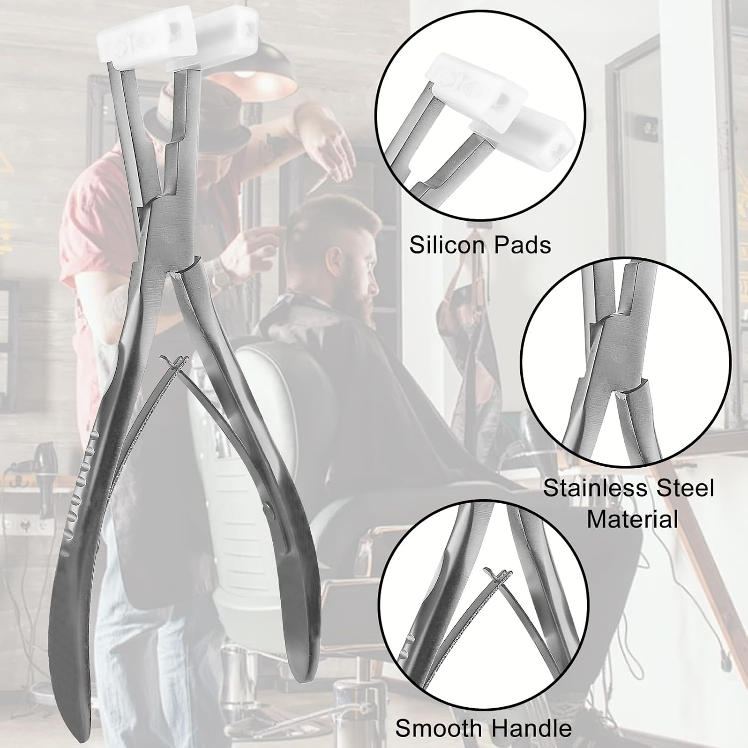 Tape-In Hair Extensions Pliers Real Hair Extensions Styling Tool Stainless Steel Professional Hair Extension Pliers for Salon Professional Installation image number 6