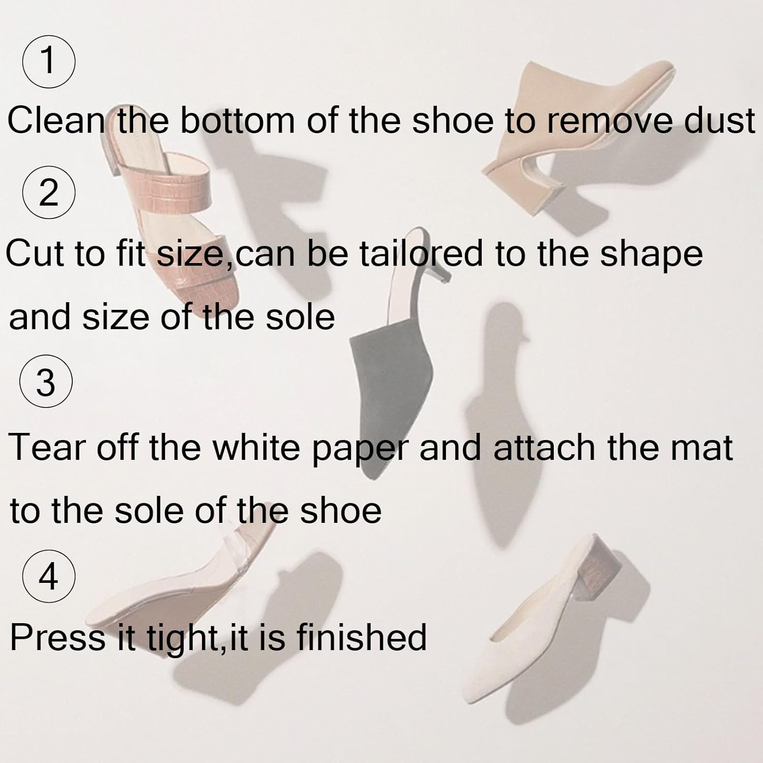 YUESUO Non-Skid Shoe Pads Self Adhesive anti Slip Shoes Grips on Bottom of Shoes Noise Reduction Shoes Cushion Rubber Sole Protector Stickers (Black-16Pcs) image number 1