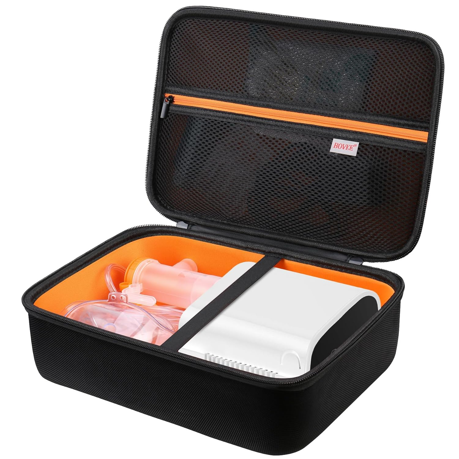 BOVKE Hard Case for Smart Nebulizer for Breathing Problems, Desktop Inhaler Nebulizer for Home Use, Storage Bag for Digital Asthma Nebulizer Machine for Adults and Kids, Space for Masks, Cables, Black image number 5