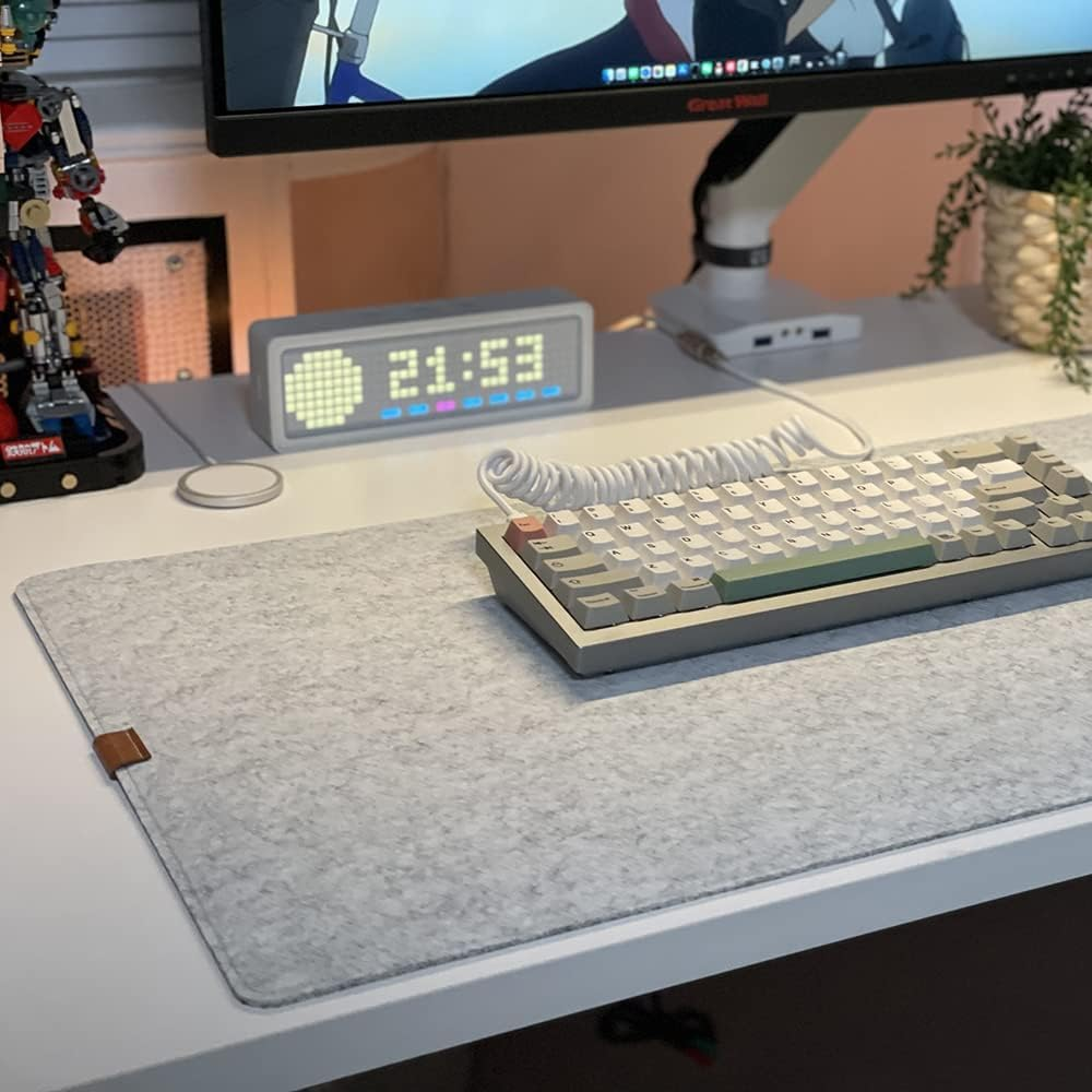 Felt Desk Mat,Non-Slip Mouse Pad, 31.5"X15.7" Office Supplies Desk Protector, Home Mouse Pad and Office Accessories (Light Gray) image number 4