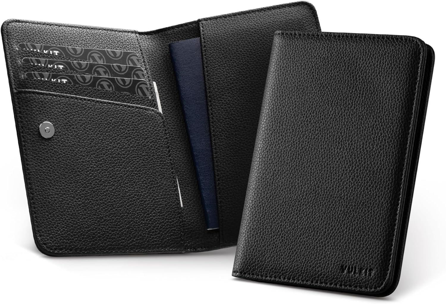 VULKIT Passport Holder RFID Blocking with Magnetic Closure Travel Wallet Passport Book Cover Boarding Pass Holder Travel Essentials