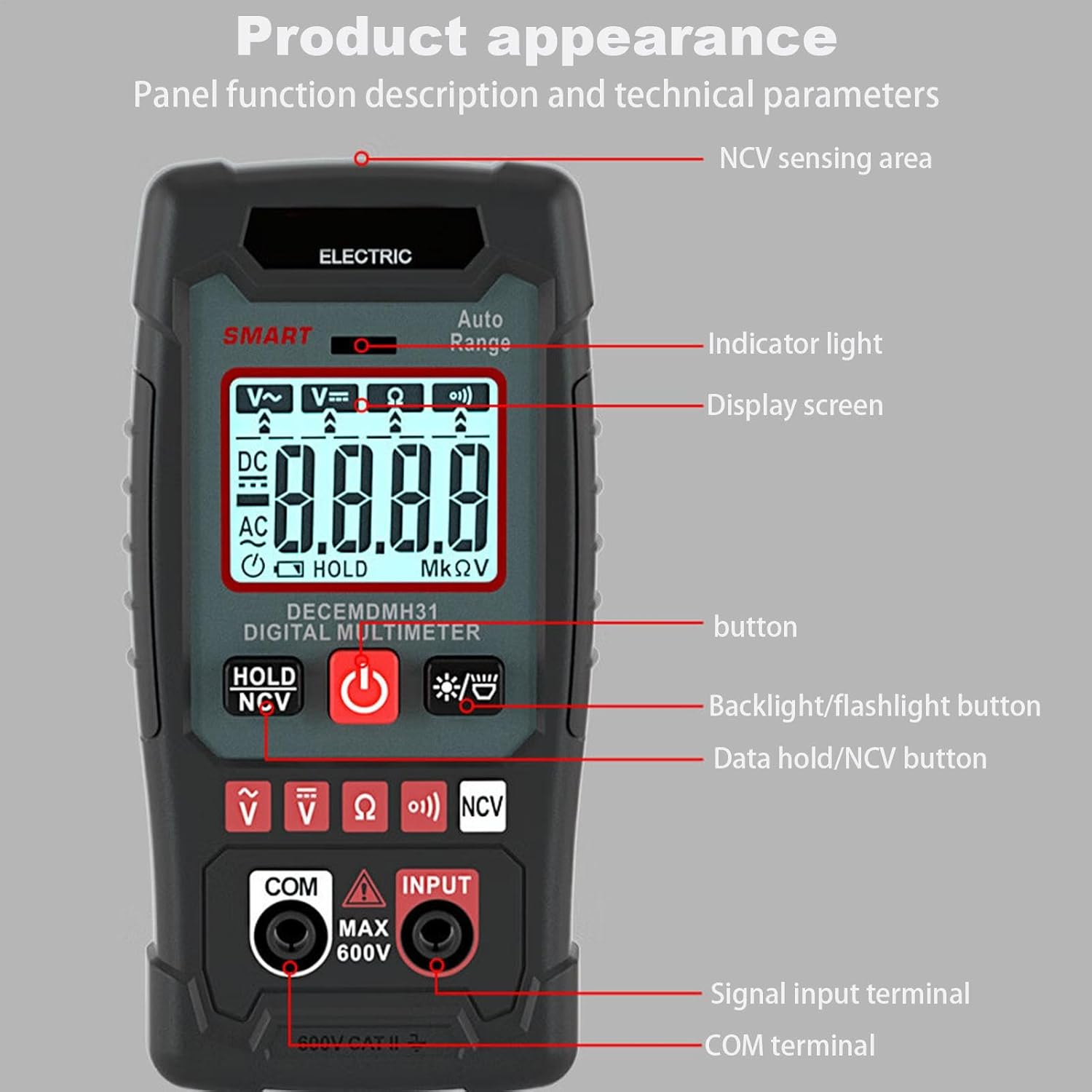 Digital Multimeter - High Precision Testing Tool | Intelligent Tester | DC AC Voltmeter, Ohm Volt Amp Meter and Continuity Test Diode Voltage Measurement for Household, Automotive image number 4