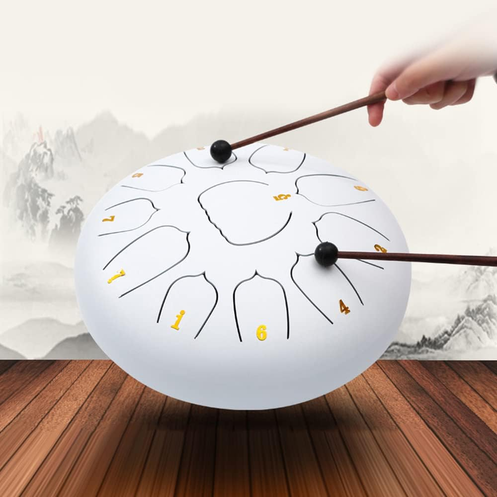 10 Inch Steel Tongue Drum 11 Notes Handpan Drum with Drum Mallet Finger Picks Percussion for Meditation Yoga - Dark Blue image number 3