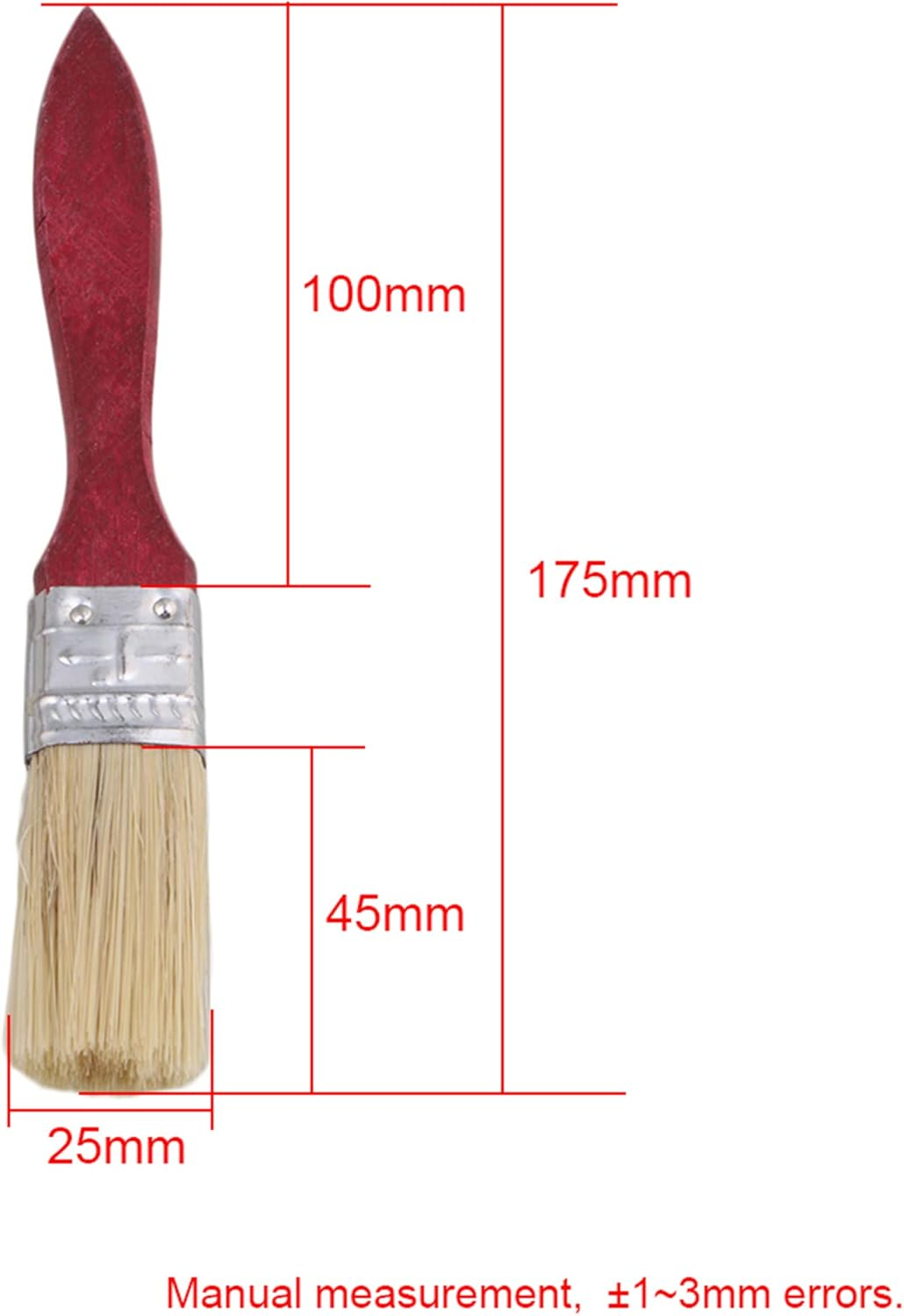20 Pcs Red Wood Handle Bristles Brush Oil Paint Brushes 1 Inch image number 4