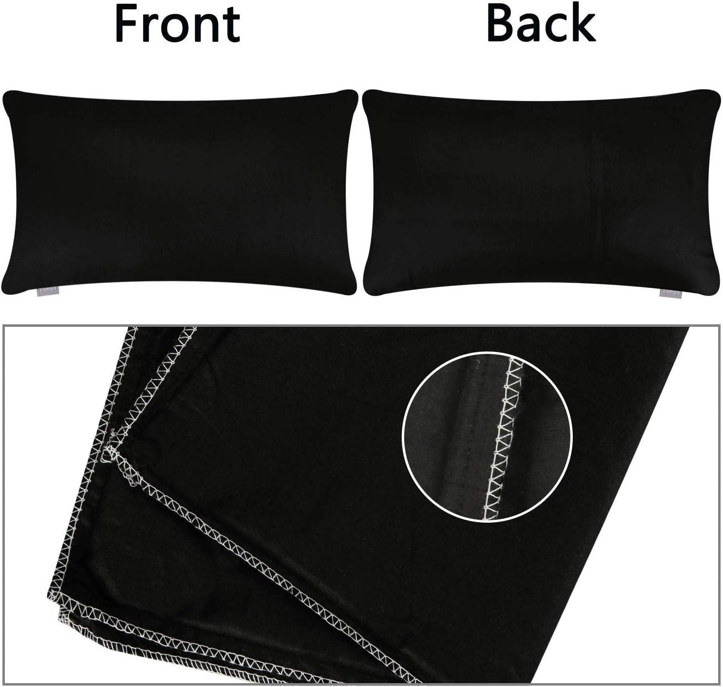 4-Pack Cotton Comfortable Solid Decorative Throw Pillow Case Rectangle Cushion Cover Pillowcase for Lumbar (Cover Only,No Insert) (12X20Inch/30X50Cm, Black) image number 6