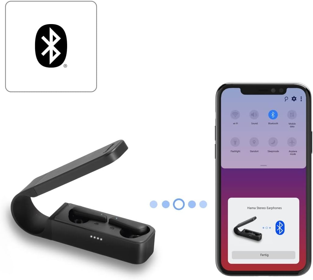 Hama Bluetooth Headphones Spirit Pocket (In-Ear Headphones with Microphone, True Wireless Earbuds with Charging Station, Especially Light, Running Time 30 Hours, Wireless Headphones with Voice - White image number 4