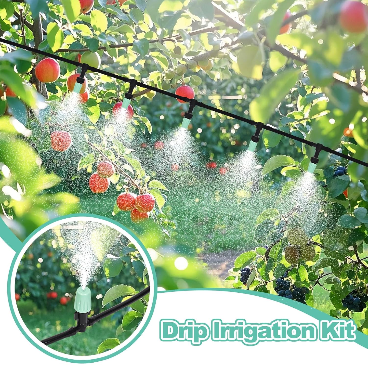 HOINCO 98FT 153Pcs Drip Irrigation Kit,Drip Irrigation System Kit Automatic Irrigation System Patio Misting Plant Watering System for Garden, Greenhouse, Flower Bed, Patio, Lawn. image number 2