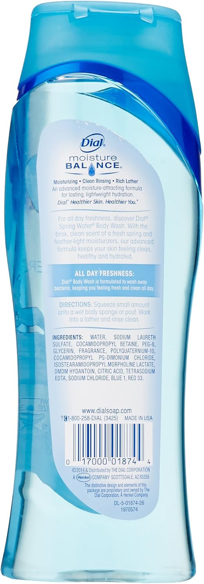 Dial Antibacterial Body Wash with Moisturizers, Spring Water 16 Oz(Pack of 3) image number 1