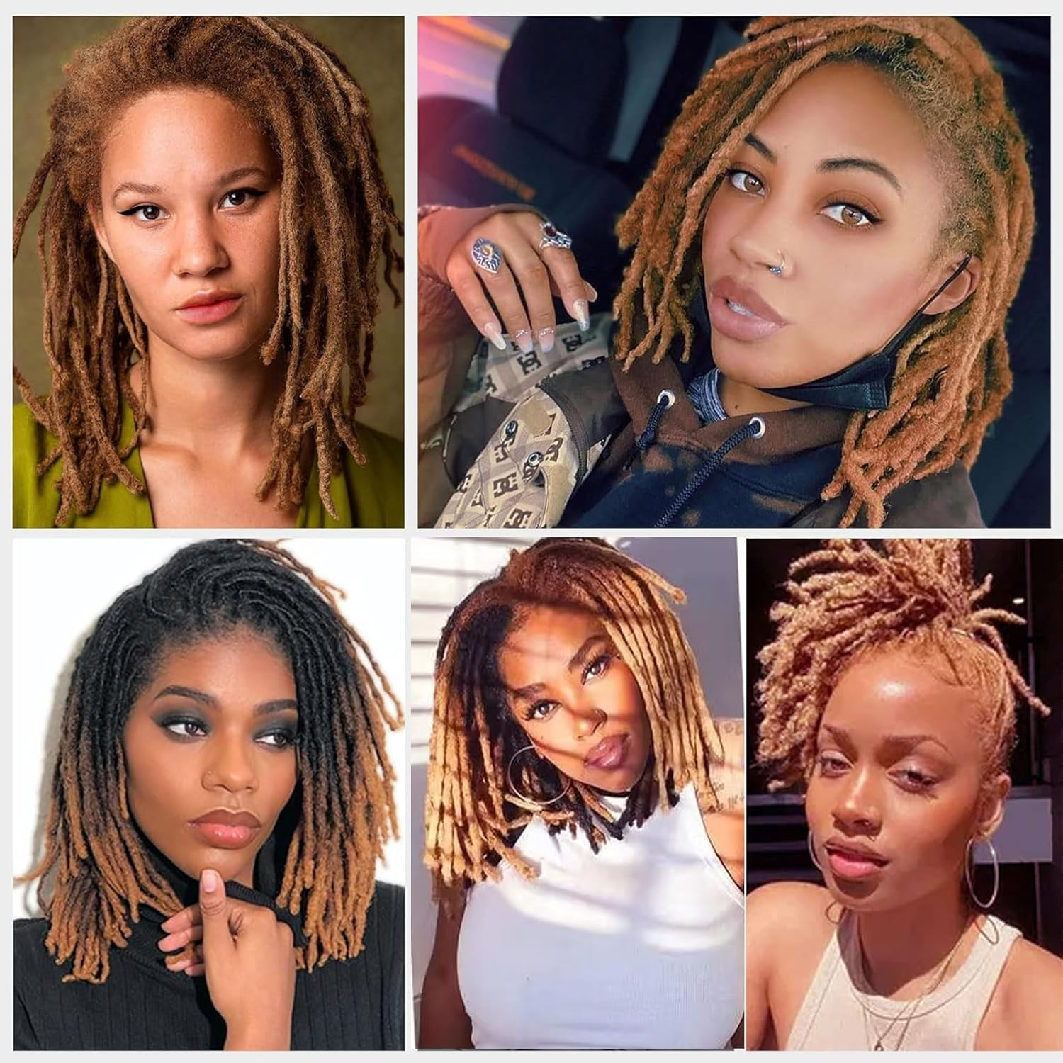 Huarisi 12 Inch Human Hair Dreadlocks Extensions for Black Women Pre-Colored Afro Kinky 10 Strands 0.4Cm Brown Real Hair Handmade Loc Extensions Permanent for Men Color 30 Will Not Fade image number 6