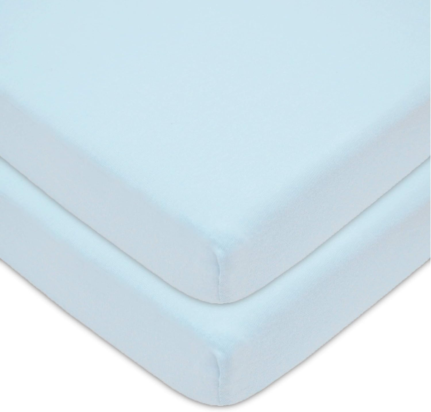 TL Care 2 Pack 100% Natural Cotton Value Jersey Knit Fitted Portable/Mini-Crib Sheet, White, Soft Breathable, for Boys and Girls