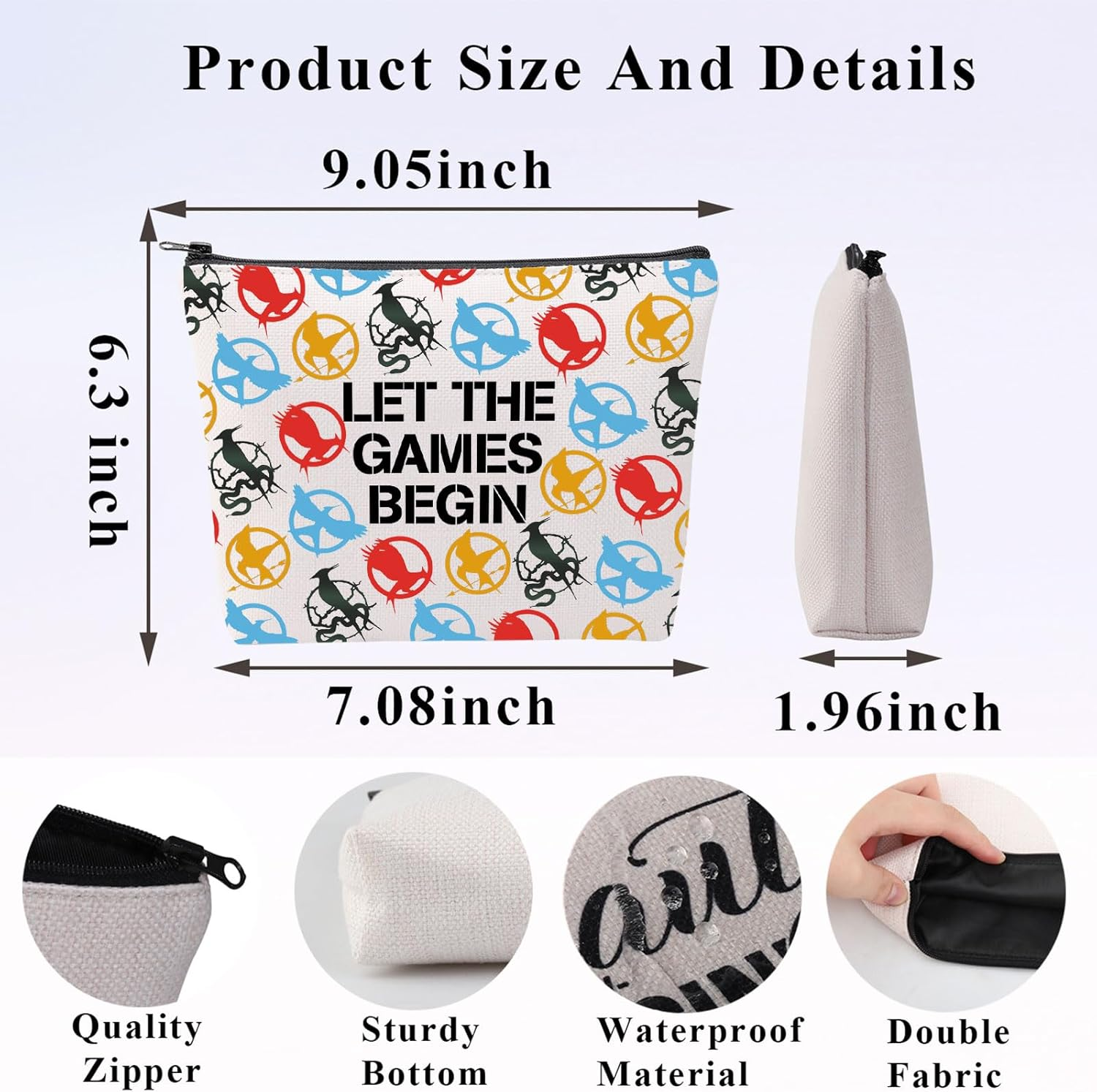 PLITI Hunger Movie Inspired Merch Hunger Series Fans Gift Let the Games Begin Songbirds and Snakes Makeup Bag, Games Begin Bagu, Fashion