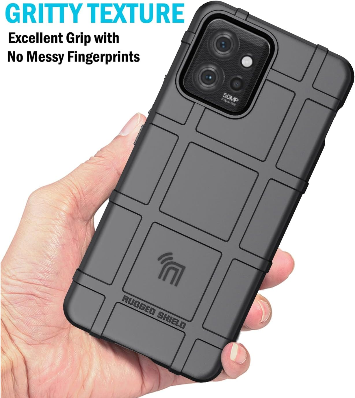 Nakedcellphone Case for Motorola Thinkphone (2023), Special Ops Tactical Armor Rugged Shield Protective Cover [Anti-Fingerprint, Matte Grip Texture] - Black - Carbon Fiber image number 3
