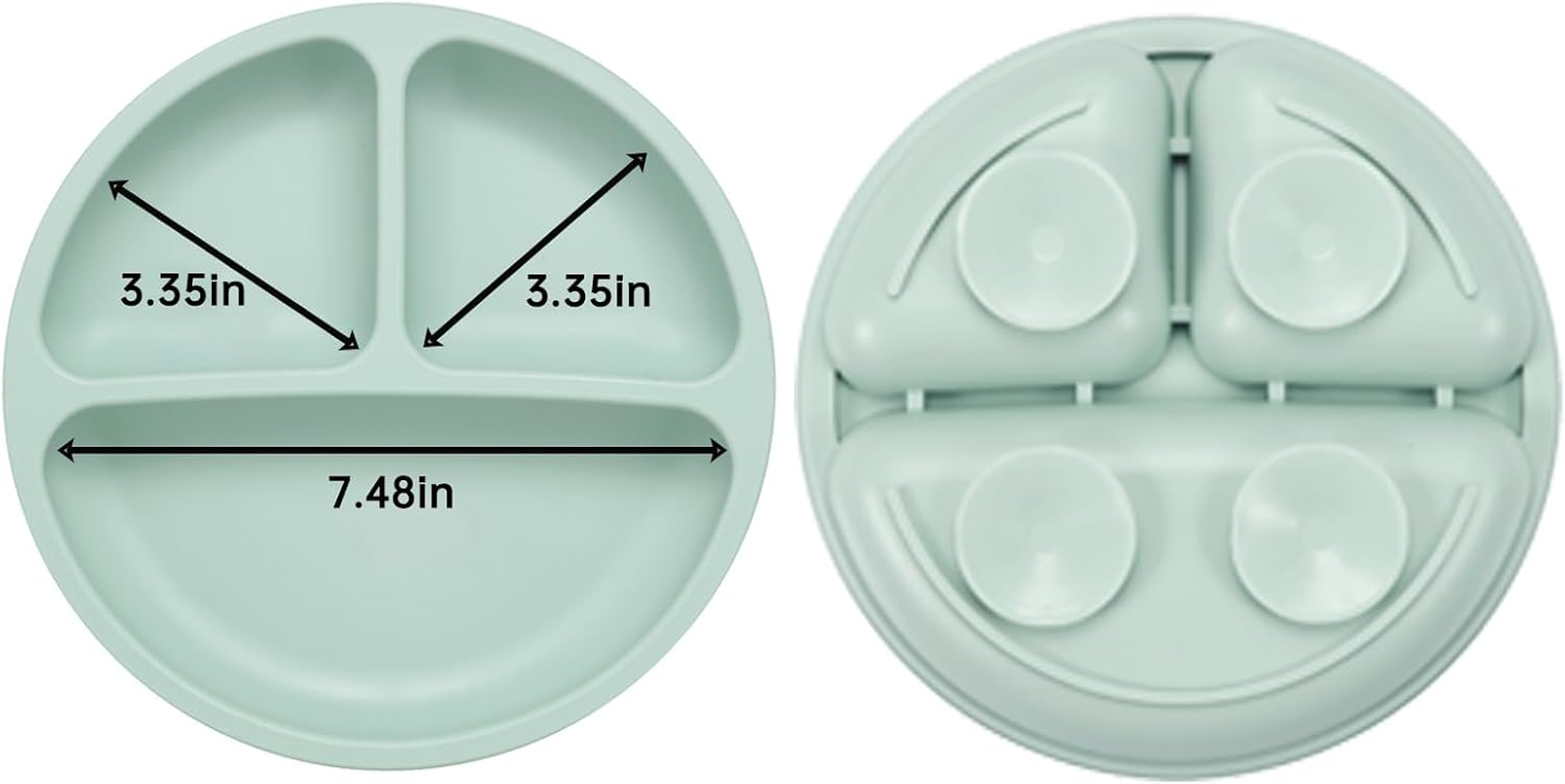 Pandaear Baby Feeding Set| 2 Pack Silicone Divided Suction Plate, 2 Set Toddler Spoons & Forks| Baby Led Weaning Supplies Self Feeding Eating Utensils image number 5