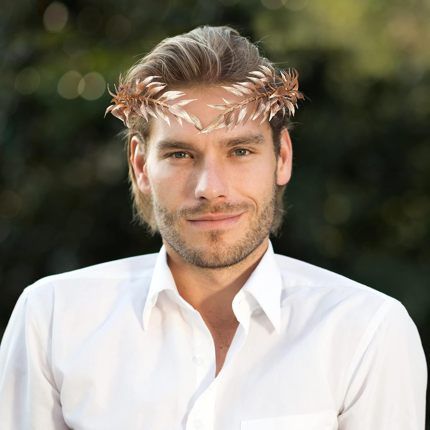 MOSTORY Handmade Greek God Crown for Men&rsquo;S Wedding Gold Leaf Headband for Toga Costume Royal King&rsquo;S Crown Tiara for Mardi Gras Pride Adult Carnival Cosplay Medieval Hair Accessory image number 2