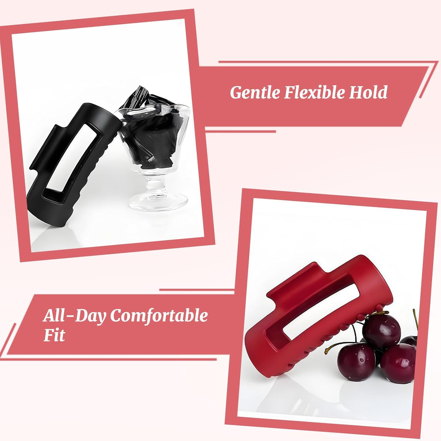 Xanthelle Haarklammer, Pack of 2 Large Hair Claws for Women, Squishy Silicone Grip Non-Slip, Soft Large Hair Clip for Thick Hair, Comfortable Hair Clips image number 1