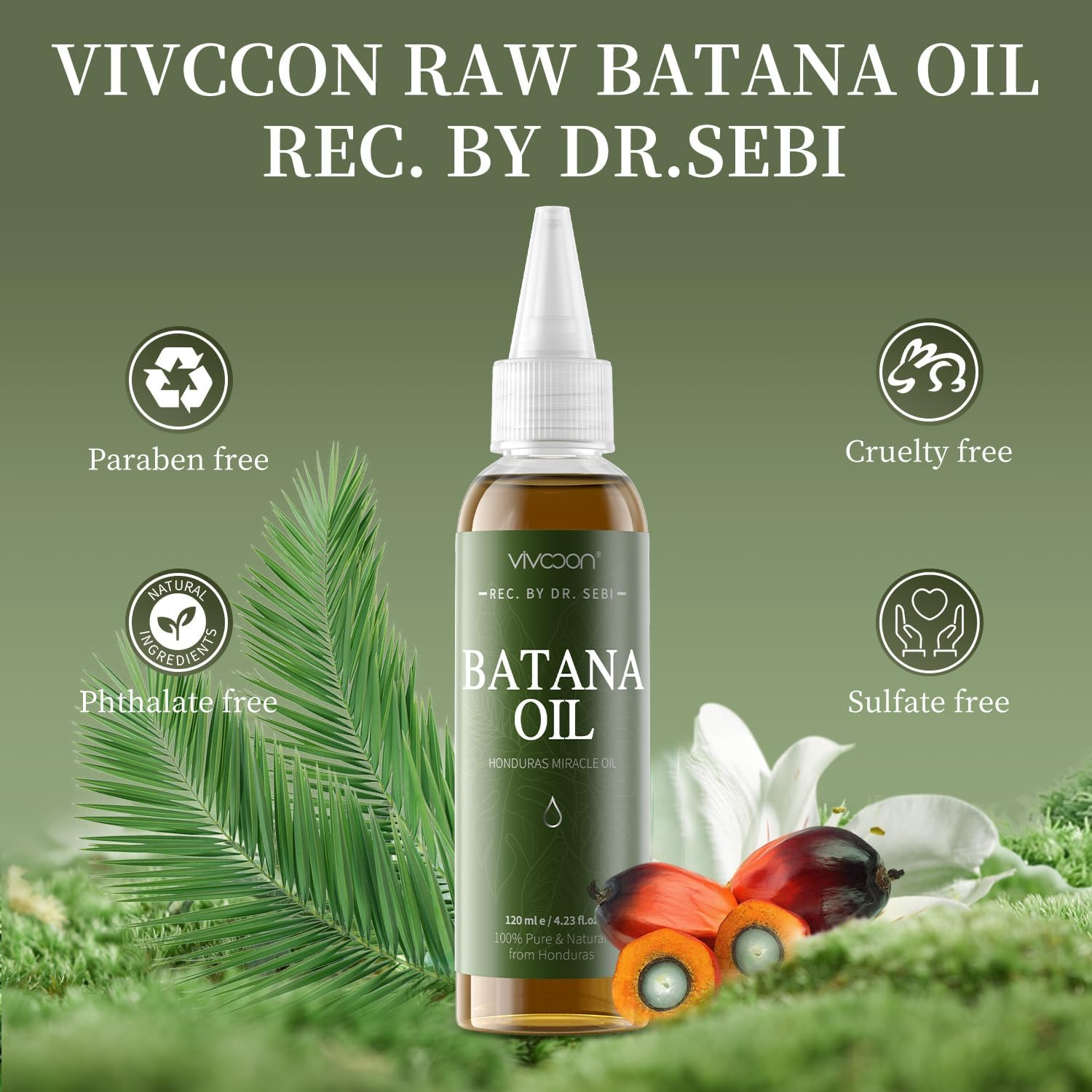 Batana Oil for Hair Growth, 100% Pure & Natural Raw Batana Oil, Dr. Sebi Organic Oil from Honduras, Care for Hair Thickness & Scalp & Skin, 1 Bottle with 2 Caps 4.2Oz image number 3