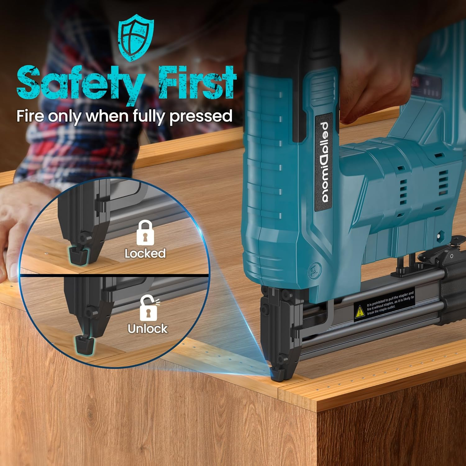 18GA Cordless Brad Nailer for Makita 18V Battery, 2 in 1 Nail Gun & Staple Gun with 1000 Nails &1000 Staples, Battery Powered Nail Gun for Home Improvement(No Battery) image number 6