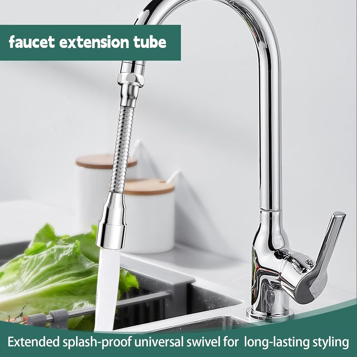 AIJOY Pack of 2 Universal 360&deg; Swivelling Faucet Extenders, 14 Cm Multifunctional Aerator for Effortless Kitchen & Sink Cleaning image number 2